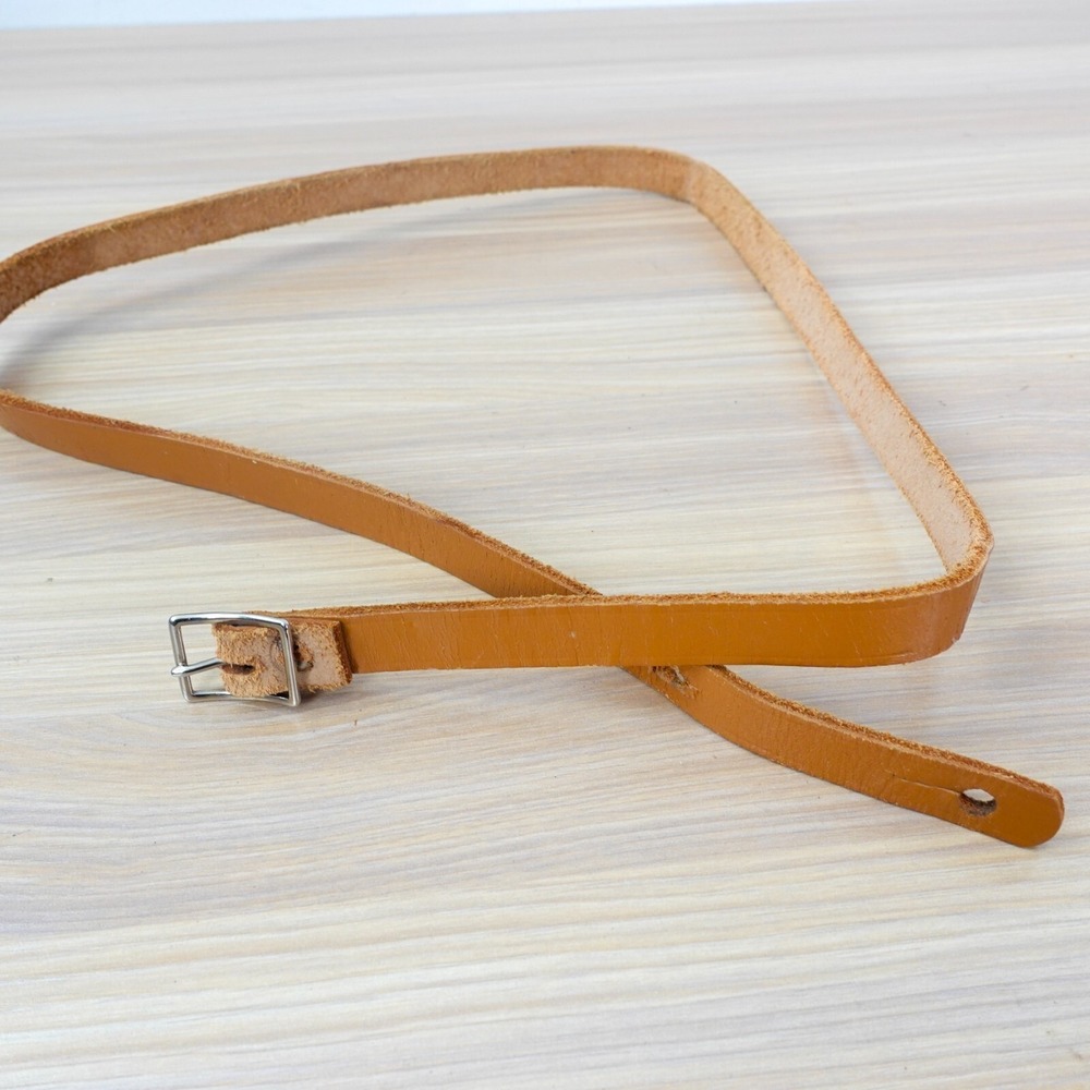 Top Grain Skinny Belt Women Medium Camel Tan Suede Back Leather Stainless Buckle